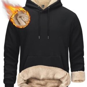 Heren Fleece Hoodie Sherpa Gevoerd Zwaargewicht Kangoeroezak Winddicht Warm Winter