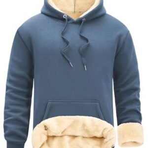 Heren Fleece Hoodie met Sherpa Voering - Warme Lange Mouw Pullover met Zakken