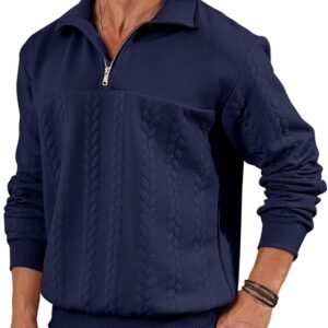 Heren Gebreide Trui met Halve Rits - Comfortabele Sweater voor Lente, Herfst en Winter