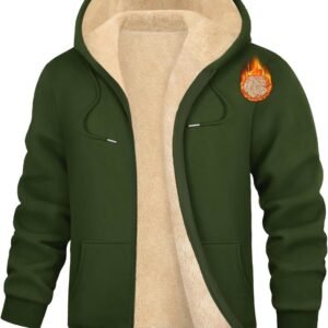 Heren Hoodie Fleece Gevoerd - Lange Mouw Sweatshirt met Rits en Zakken voor Winter