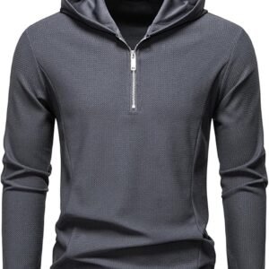 Heren Hoodie - Pullover Sweater - Casual Dagelijks - Wafel Gebreid - Kwart Ritssluiting