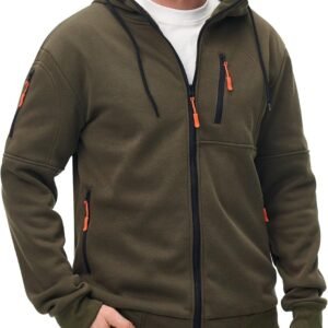 Heren Hoodie - Sweatshirt Met Capuchon - Casual Buiten - Fleece Gevoerd - Met Rits Zakken