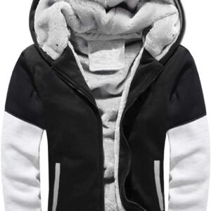Heren Hoodie - Winter Jas - Warm Blijven - Fleece Voering - Oversized Pasvorm - Zwart