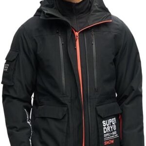 Heren Ski Jas - Winterjas Outdoor - Sneeuw Sporten - Volledig Getapete Naad - 20K Waterkolom - Zwart Rood Wit