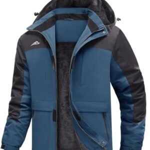 Heren Ski-jack, Fleece Gevoerd, Waterdichte Winterjas met Afneembare Capuchon, Thermische Snowboardjas, M-XXL