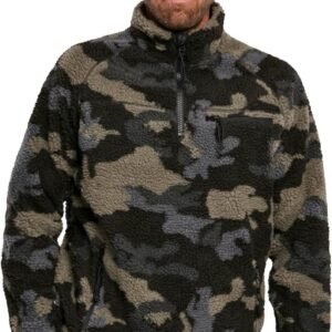 Heren Teddy Fleece Troyer Trui met Hoge Kraag en Zakken