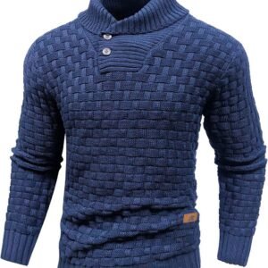 Heren Trui Winter Warm Gebreid Met Opstaande Kraag en Lange Mouwen