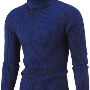 Heren gebreide rolkraagtrui slimfit warme basic sweater