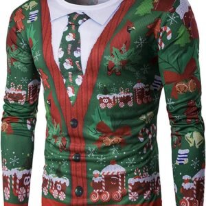 Heren kerstprint pullover sweatshirt met lange mouwen en ronde hals