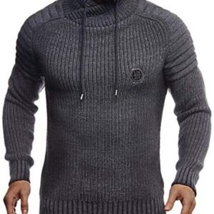 Heren pullover hoodie gebreide trui met lange mouwen en gewatteerd sweatshirt in biker-stijl