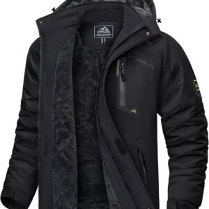 Heren waterdichte fleece winterjas met afneembare capuchon voor outdoor en skiën