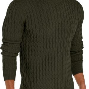 Heren winter kabel gebreide trui met ronde hals - warme pullover voor casual gebruik
