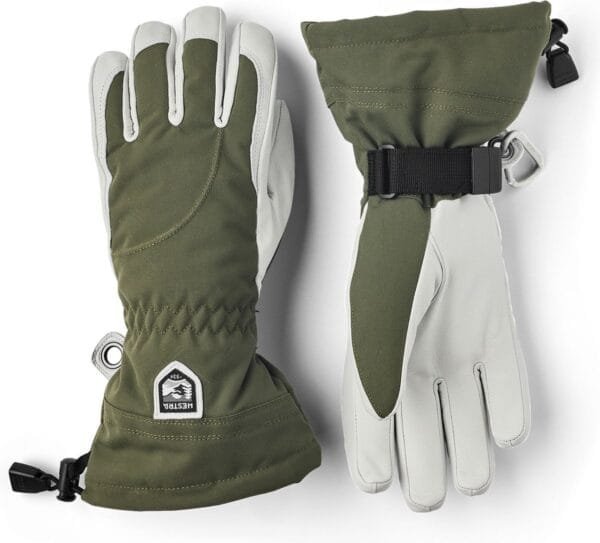 Hestra Heli Ski Female - 5 finger -7 - Olive/offwhite - Wintersport - Wintersportkleding - Handschoenen