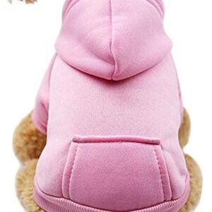 Honden- en kattenhoodie voor de herfst en winter, warm en comfortabel, met zak, voor kleine honden zoals Chihuahua en Poodle, XL, roze