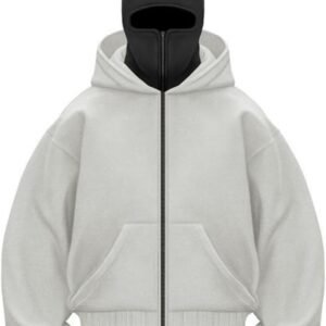 Hoodie met Balaclava - Winterjas met Capuchon - Buitenactiviteiten Bescherming - Geïntegreerd Gezichtsscherm - XXL - Zwart Grijs