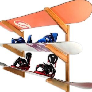 Houten Snowboard Wandrek voor 3 Boards - Massief Hout - Indoor Opslag