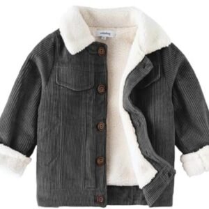 Jongens Katoenen Winterjas met Sherpa Voering - Fleece Gevoerde Corduroy Jas