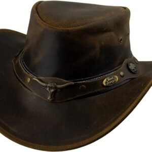 Jungle Eldorado leren hoed, westernhoed, Australische hoed, cowboyhoed