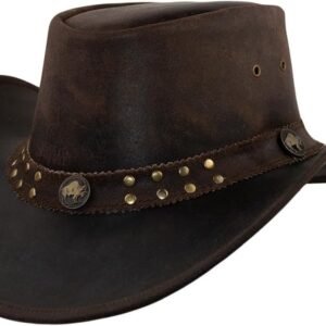 Jungle Yukon leren hoed, westernhoed, Australische hoed, cowboyhoed