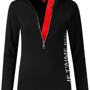 KOU Sportswear Skipully Dames - Je T'aime Kou - Zwart / Rood - Midlayer Shirt Wintersport - Maat XL