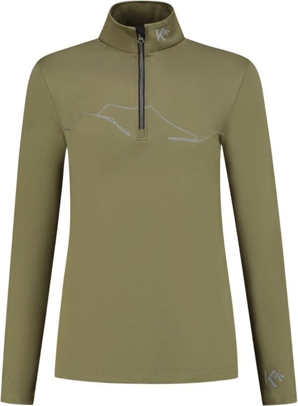 KOU Sportswear Skipully Heren Mountain - Olijf Groen - Midlayer Shirt Wintersport - Maat XXL