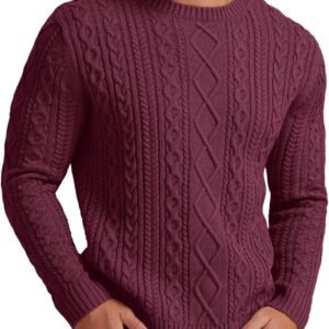 Kabel Gebreide Truien voor Heren - Dikke Warme Lange Mouw Ronde Hals