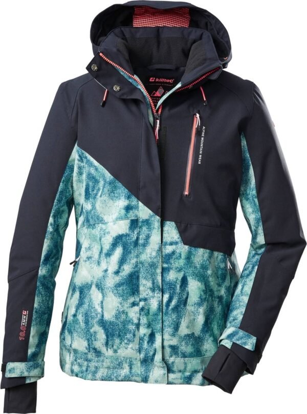 Killtec dames ski-jas - Ski jas dames 38625 - navy/groen gemeleerd - maat 36