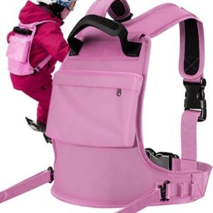 Kinder Ski Harnas - Winter Sport - Veilig Leren Skiën - Geïntegreerde Rugzak - 40 x 30 cm - Blauw Roze