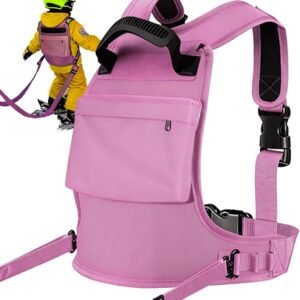 Kinderen Trainingsharnas - Wintersport Leren - Veilig Skiën - Verstelbaar met Rugzak - 40 x 30 cm - Blauw Roze