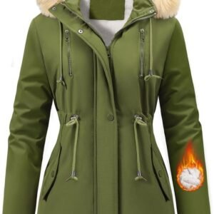 Lange Gevoerde Dames Parka met Afneembare Capuchon en Zakken