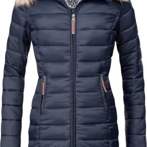 Lange Gewatteerde Winterjas Dames met Capuchon en Imitatiebont Kraag - Warm en Stijlvol
