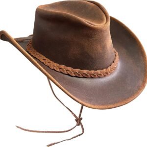 Lederen cowboyhoed voor mannen vrouwen handgemaakte westerse vormbare brede rand duurzame cowgirl outback hoed bruin