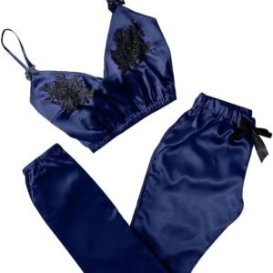 Lingeriesets dames Dames nachtjapon v-hals kanten vlek pyjama broek set nachtkleding kanten ondergoed set