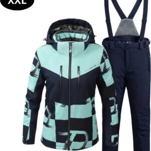 Livano Ski Suit - Skipak - SkiBroek - Wintersport - Skijas - Dames - 2-Delig - Donkerblauw/Lichtblauw - Maat XXL