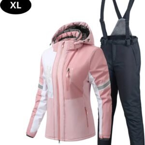Livano Ski Suit - Skipak - SkiBroek - Wintersport - Skijas - Dames - 2-Delig - Licht Roze - Maat XL