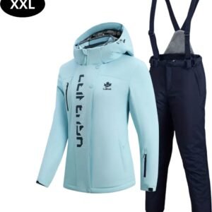 Livano Ski Suit - Skipak - SkiBroek - Wintersport - Skijas - Dames - 2-Delig - Lichtblauw - Maat XXL