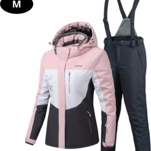 Livano Ski Suit - Skipak - SkiBroek - Wintersport - Skijas - Dames - 2-Delig - Roze/Grijs - Maat M