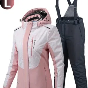 Livano Ski Suit - Skipak - SkiBroek - Wintersport - Skijas - Dames - 2-Delig - Zalmroze - Maat L
