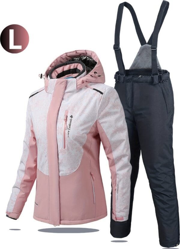 Livano Ski Suit - Skipak - SkiBroek - Wintersport - Skijas - Dames - 2-Delig - Zalmroze - Maat L