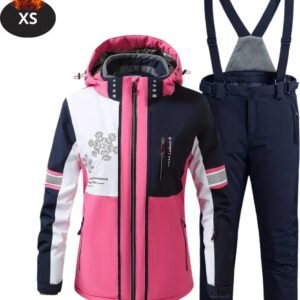 Livano Skipak - SkiBroek - Skijas - Ski Suit - Wintersport - Dames - 2-Delig - Donker Roze - Maat XS