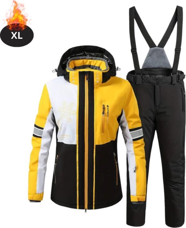 Livano Skipak - SkiBroek - Skijas - Ski Suit - Wintersport - Dames - 2-Delig - Geel - Maat XL