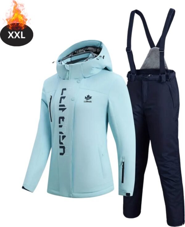 Livano Skipak - SkiBroek - Skijas - Ski Suit - Wintersport - Dames - 2-Delig - Lichtblauw - Maat XXL