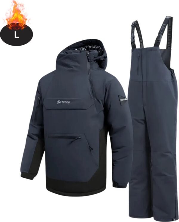 Livano Skipak - SkiBroek - Skijas - Ski Suit - Wintersport - Heren - 2-Delig - Donkergrijs - Maat L