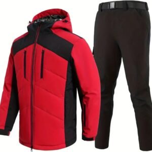 Livano Skipak - SkiBroek - Skijas - Ski Suit - Wintersport - Heren - 2-Delig - Rood - Warm - Maat XL
