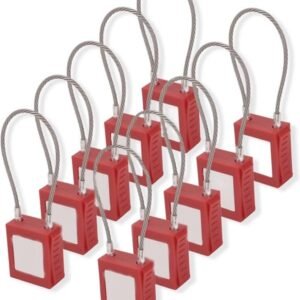 Lockout Tagout Kabelslotset van 10 - Stalen Kabelsloten met Sleutels voor Elektrische Beveiliging, Rood, Roestvrij Staal, Veiligheidsoplossingen voor Lockout-systemen