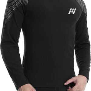MEETHOO Heren Thermo Ondergoed Set - Thermoshirt & Thermobroek Heat Booster Series - Voor Wandelen, Skiën, Joggen, Fietsen, Motorrijden, Lopen, Klimmen, Trainen, Yoga, Snowboarden, Jagen & Vissen-Zwart-XXL