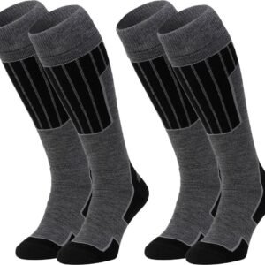 NOMAD® Skisokken Essential 2-Pack | 35/38 Grijs | Warme sokken Dames / Heren | Lange Huissokken / Wandelen / Sporten | Knie Kousen | Goede vochtafvoer
