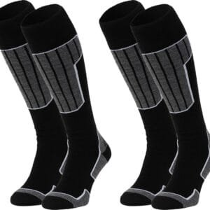 NOMAD® Skisokken Essential 2-Pack | 35/38 Zwart | Warme sokken Dames / Heren | Lange Huissokken / Wandelen / Sporten | Knie Kousen | Goede vochtafvoer