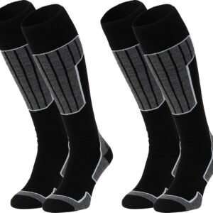 NOMAD® Skisokken Essential 2-Pack | 43/46 Zwart | Warme sokken Dames / Heren | Lange Huissokken / Wandelen / Sporten | Knie Kousen | Goede vochtafvoer