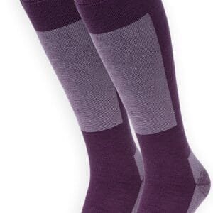 NOMAD® Skisokken Premium Merinowol 2-Pack | Maat 35/38 Paars | Skiën / Snowboarden / Wandelen | Goede vochtafvoer | Extra versteviging | Ski Sokken Heren / Dames